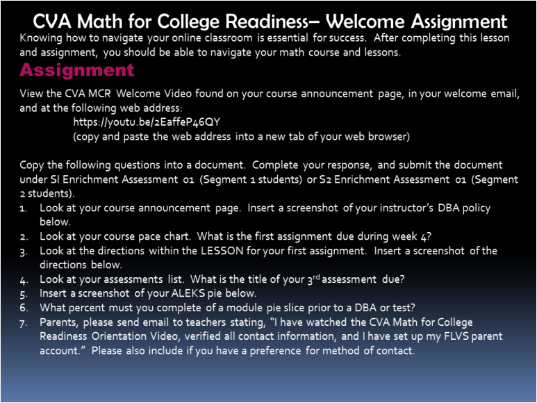 Math for College Readiness Home